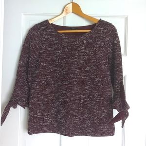 Ann Taylor Factory, burgundy tweed pull over top, Size Small Petite
